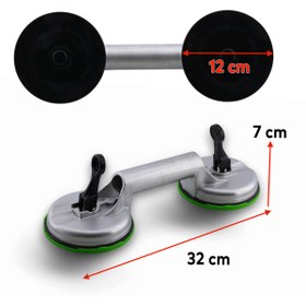 Resim NZB Alüminyum Çiftli Vantuz Cam Vakumlu Fayans Ahşap Tutucu Taşıma Araba Kaporta Göcük 2'li Çektirme 