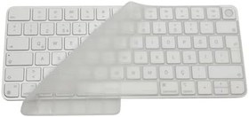 Resim McStorey Apple Magic Keyboard 3 A2449 A2450 US Layout Klavye Koruyucu - Touch ID Uyumlu Ultra İnce ANSI Yatay Enter İngilizce Tuş Dizilimi Silikon Kaplama Toz ve Sıvı Koruma Keyboard Cover Şeffaf 