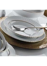 Resim Kütahya Porselen Tabak Sedef Yaldızlı 25 Cm.servis Tabağı 6 Lı N11.13068 