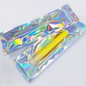 Resim 100 adet Plastik Ziplock Poşetleri Ombre Desenli Şeffaf Pencere Tekrar Kullanılabilir, 7.01 x 22.0 cm, Polyester Film, Çıkarılabilir Alüminyum Folyo, Kalem, Takı, Fırça, Küçük İşletme Malzemeleri için 