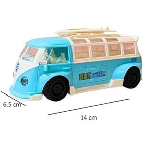 Resim Retro Surf Minibüs Oyuncak Araba 14 Cm Çek Bırak Klasik Bus Modeli Mavi Açık Mavi 
