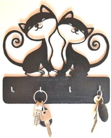 Resim Dekoratif Ahşap Kedi Anahtar Askılığı Anahtar Askısı 
