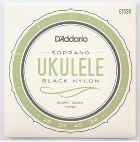 Resim Daddario Ej53S Soprano Ukulele Set Takım Tel Siyah 