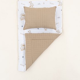 Resim Alt Açma Matı ve Yastık - Çift Taraflı - Toprak Muslin - Kahverengi Ördek 