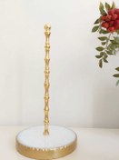 Resim Sümeyra Marble Art Doğal Beyaz Mermer Havluluk Mermer Peçetelik | Top Objeli | Gold | 