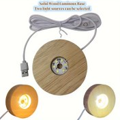 Resim USB ile Çalışan Renk Değiştiren Buton Kontrollü LED Masif Ahşap Lamba, Döner Ekran Standı ve Kristal Cam Tabanlı - Ev Dekorasyonu için Yükseliş Aydınlatması, Yılbaşı Süslemesi, Yeni Yıl Dekoru, Ortam Aydınlatma | Doğal Ahşap Bitiş | Dayanıklı Ahşap Yapı, Oturma Odası İçin Lambalar 