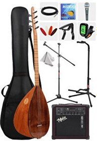 Resim Yonka B-141K-AMP Amfili Kısa Sap Karaağaç Kaliteli Saz Bağlama Seti 