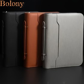 Resim Bolony A4 Portföy Ring Binder - Çok Fonksiyonlu Suni Deri Fermuarlı Padfolio Saplı - Çift Defter Sistemli İş Yöneticisi Dosya Klasör Düzenleyici 