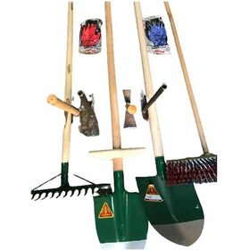 Resim 8'li Set Saplı Bel Küreği Saplı Kürek Saplı Tırmık Ve Saplı Fırça 4 Adet Saplı Çapa Ve Eldiven 