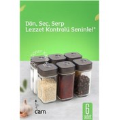 Resim ModaCar Cam Tuzluk Baharatlık – 360° Döner Kapaklı | 3 Delik Tipiyle Ayarlanabilir Akış 6 ADET 