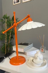 Resim Bamyum Risso Beyaz Turuncu Gövde Masa Lambası Dekoratif Abajur Çocuk Odası Başucu Lambası Okuma Lambası 