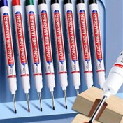 Resim 10 adet Çok Yüzeyli Derin Delik Marker Kalemler, Su Geçirmez, Kanamayan, Uzun Uç, Kırmızı, Siyah, Mavi, Yeşil Yağ Bazlı Kalemler, Marangozluk, İnşaat, DIY El Sanatları, Plastik Malzeme, Elektrik Gerektirmez 