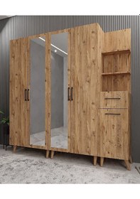 Resim Açelya Portmanto Vestiyer Ayakkabılık Çam M1 200cm Montaj Dahil 