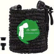 Resim Esnek 10.67 metre genişleyebilen bahçe hortumu, 7 püskürtme modu - Dayanıklı PVC, Siyah ve Yeşil, Kir Yıkama, Araba Temizleme ve Bitki Sulama için Mükemmel - Dış Mekan Kullanımı için Evrensel Bağlantı, Bahçe Hortumu 