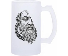 Resim Sartre Art Filozof Motto Baskılı Bira Bardağı 500 ml - Büyük Boy Kulplu Cam Kupa 