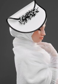 Resim Vintage Çiçek Detaylı Şapka - Özel Tasarım Nikah & Davet Aksesuarı - Bordo 