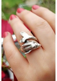 Resim Antik Gümüş Kaplama Yunus Şekilli El Yapımı Ayarlanabilir Unisex - 543876068 Çok Renkli 