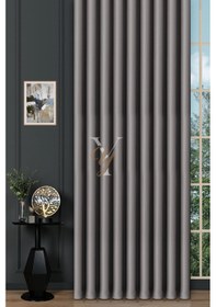 Resim Blackout Fon Perde V-2023 Koyu Gri Koyu Gri 