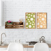 Resim BK Gift Dekoratif Doğal Ahşap Raf ve 2’li Mutfak Konseptli Ahşap Tablo-3 