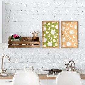 Resim BK Gift Dekoratif Doğal Ahşap Raf ve 2’li Mutfak Konseptli Ahşap Tablo-3 