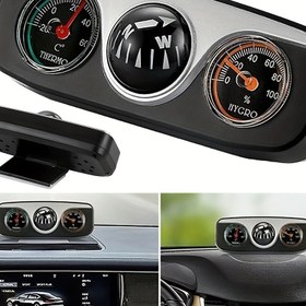 Resim 1 Adet 3’ü 1 Arada Çok Amaçlı Araç Pusulası, Termometre ve Higrometreli Navigasyon Topu, ABS Malzeme, Açık Hava Seyahati, Tatil, Off-Road, Kamp, Bisiklet, Doğa Yürüyüşü, Orman, Balık Tutma, Sal ve Eğitim İçin Uygun 