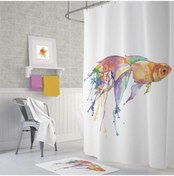 Resim Zethome Tropik Goldfish Banyo Duş Perdesi Tek Kanat 1X180X200 Çok Renkli 