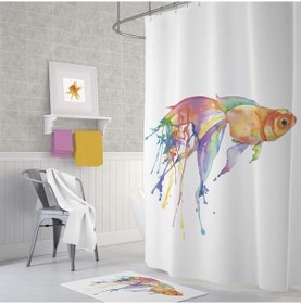 Resim Zethome Tropik Goldfish Banyo Duş Perdesi Tek Kanat 1X180X200 Çok Renkli 