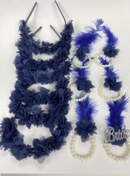 Resim Hobigram Lacivert Lazer Çiçekli Nedime Tacı Ve Nedime Bilekliği Seti 12 Adet – Kına Eğlence Aksesuarı 