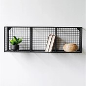 Resim Go Dekor Metal 3 Küp Gözlü Kafes Yatay Duvar Rafı/Kitaplık (100 x 33 x 23 cm) 