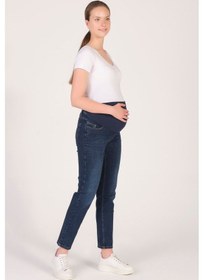 Resim Busa Hamile Mom Fit Kot Pantolon Koyu Lacivert-koyu Lacivert 