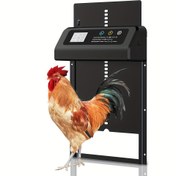 Resim Otomatik Tavuk Kümesi Kapısı, Elektrikli Tavuk Kümesi Kapı Açacağı, LCD Ekranlı Zaman Ayarlı Kümes Kapısı, Sıkışma Önleyici Fonksiyon ve Dayanıklı Alüminyum Tasarım, Su Geçirmez, 3 AA Pil ile Çalışır, Pilsiz 
