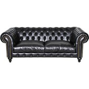 Resim 3A Mobilya Class Black Leather Chesterfield 