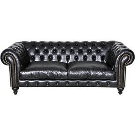 Resim 3A Mobilya Class Black Leather Chesterfield 