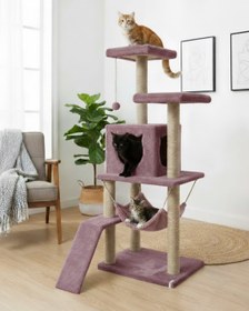 Resim Reyo Pet S9 Kedi Tırmalama Kulesi Platformlu 124 cm Gül Kurusu 