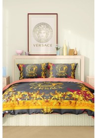 Resim Marka Nevresim Takımı Çift Kişilik Pamuklu Saten Kumaş 6 Parça 3d Dijital Baskı Duvet Cover Set Model No:117 Renkli 