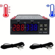 Resim 1 adet STC-3008 Termostat, Bilgisayar Dijital Ekran Akıllı Çift Kontrol, Elektronik Sıcaklık Kontrol Cihazı, Çift Ekran, Çift Anahtar 