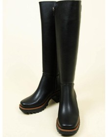 Resim Kalın Topuklu Cilt Çizme Siyah-6331 Siyah 