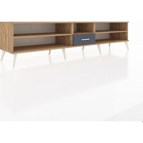 Resim Hyperion Tv Ünitesi 3 Raflı Tek Çekmeceli 220x44x51 Çam-çam/antrasit Atlas Çam/antrasıt - Atlas Çam 