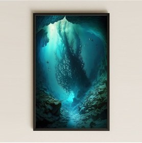 Resim Derin Deniz Mağarası Ve Yosun Silueti Temalı Fantastik Pleksi Tablo 