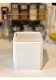 Resim Modern Masaüstü Çöp Kutusu-mutfak-ofis-banyo -açılır Kapanır-mermer Beyaz-12,5x12cm Mermer 