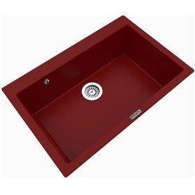 Resim Polex Cristalüx Granit Evye P-X76 Bordo Tezgah Altı Ve Tezgah Üstü Mutfak Evyesi 75x50 CM 