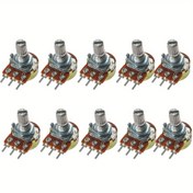 Resim 10 adet WH148 15mm 3-Pin Lineer Potansiyometreler, Somunlar & Yıkayıcılarla - Işık, Ses, Hız Kontrolü için Çok Yönlü | Dayanıklı Metal Yapı | Ses, Güvenlik Sistemleri, Cihazlar için İdeal | 1K-1m Direnç Aralığı, Ses Ekipman Kontrolü 