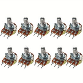 Resim 10 adet WH148 15mm 3-Pin Lineer Potansiyometreler, Somunlar & Yıkayıcılarla - Işık, Ses, Hız Kontrolü için Çok Yönlü | Dayanıklı Metal Yapı | Ses, Güvenlik Sistemleri, Cihazlar için İdeal | 1K-1m Direnç Aralığı, Ses Ekipman Kontrolü 