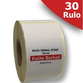 Resim Kalite Barkod 55X55 Termal Etiket 30 Rulo Barkod Etiketi 