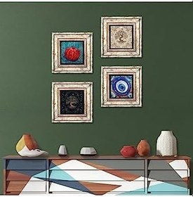 Resim Pinecone Stone Nazar, Hayat Ağacı, Nar Taş Duvar Tablosu - Çerçeveli Taş Tablo - Dekoratif Duvar Sanatı - Modern Ev ve Ofis Duvar Dekoru T4-1548 