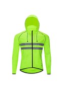 Resim Erkek Rüzgar Geçirmez Kapüşonlu Bisiklet Ceketi Nefes Alabilir Yüksek Görünürlük Yansıtıcı Bisiklet Spor Ceketi Yeşil 
