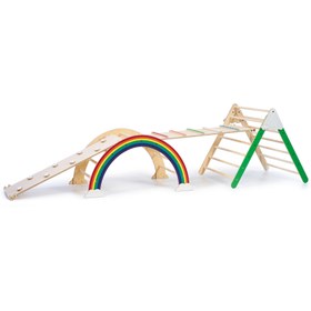 Resim Foldable Mountain Triangle & Rainbow Arch Climbing Set Painted-Vivid - Both Ramps 