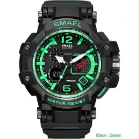 Resim Hanyang Siyah Yeşil Smael Erkekler Kuvars Dijital Saat Erkek Spor Saatler Elektronik Askeri Kol Saati Erkek Su Geçirmez Saat 1509 Relogios Masculino (Yurt Dışından) 