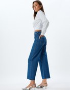 Resim Kısa Paça Kot Pantolon Normal Bel Düğmeli Cepli - Culotte Jeans 