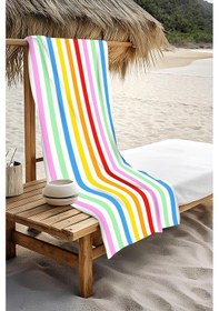 Resim Dijital Baskı Plaj Deniz Havlusu Renkli Çizgiler Desenli Peştamal Hvl0205 Renkli 